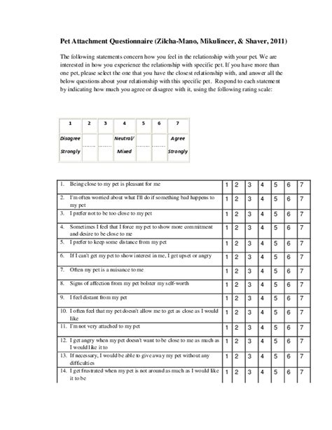 Choose from 1 (never) to 6 (always) 5. . Child attachment questionnaire pdf
